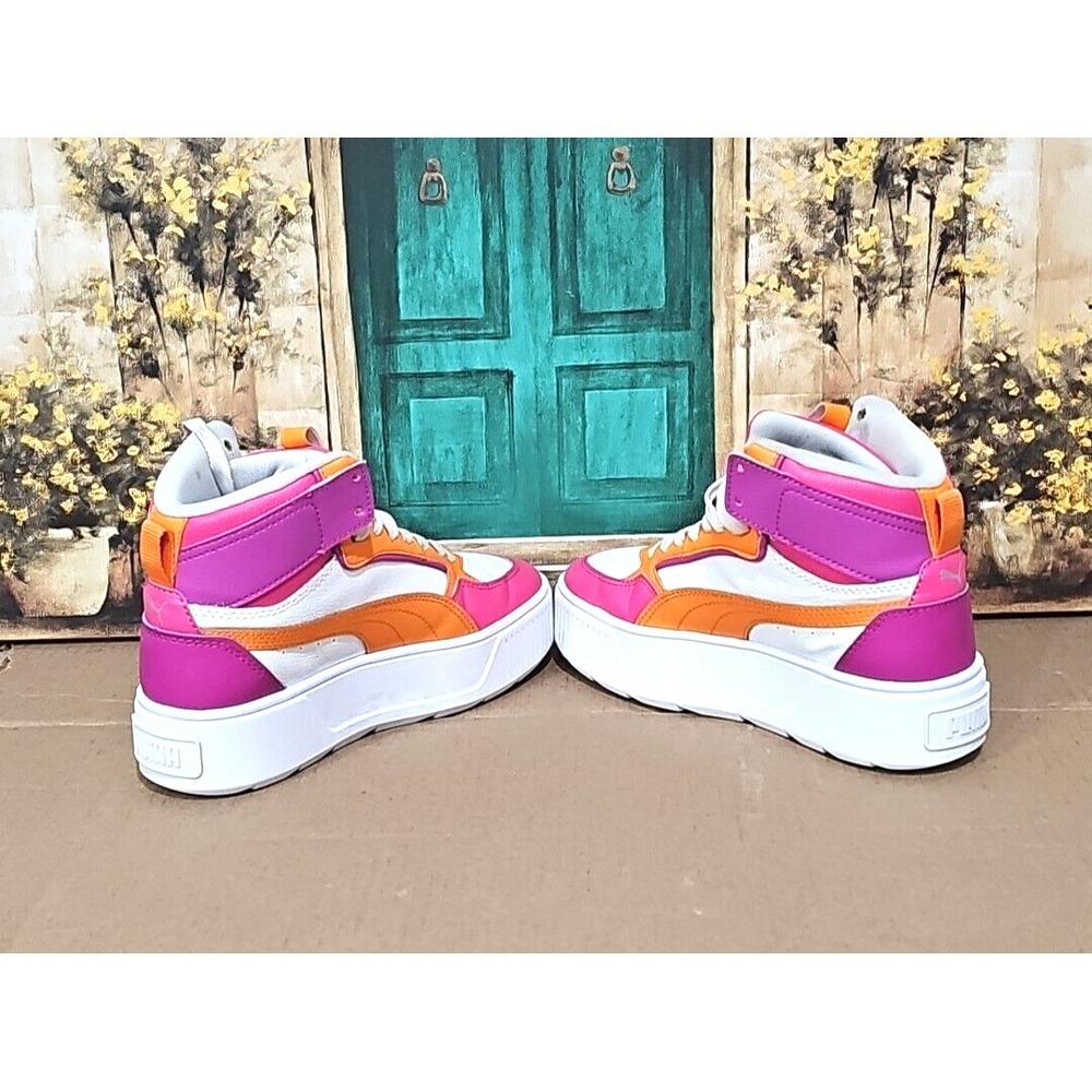 Puma Karmen Rebelle Mid Lace Up Youth Girls White Sneakers Casual Shoe 38872903 - Picture 5 of 8